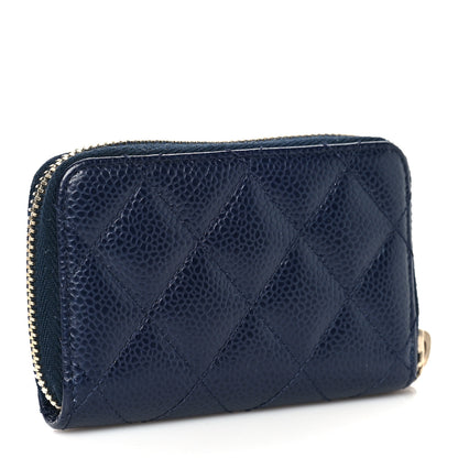 Chanel Caviar Quilted Zip Around Coin Purse Navy 3 of 10