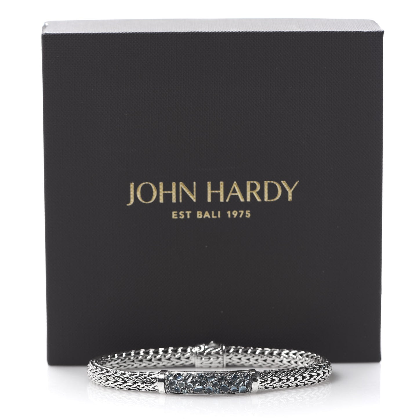 Sterling Silver Blue Topaz 6.5mm Station Classic Chain Bracelet
