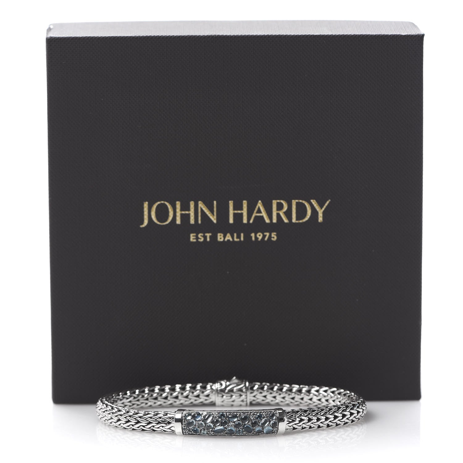 John Hardy Sterling Silver Blue Topaz 6.5mm Station Classic Chain Bracelet 6 of 6