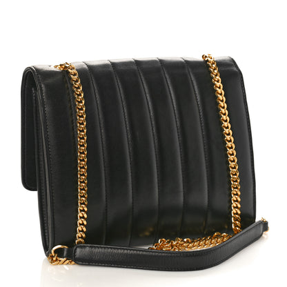 Saint Laurent Lambskin Matelasse Monogram Vicky Chain Wallet Black 3 of 9