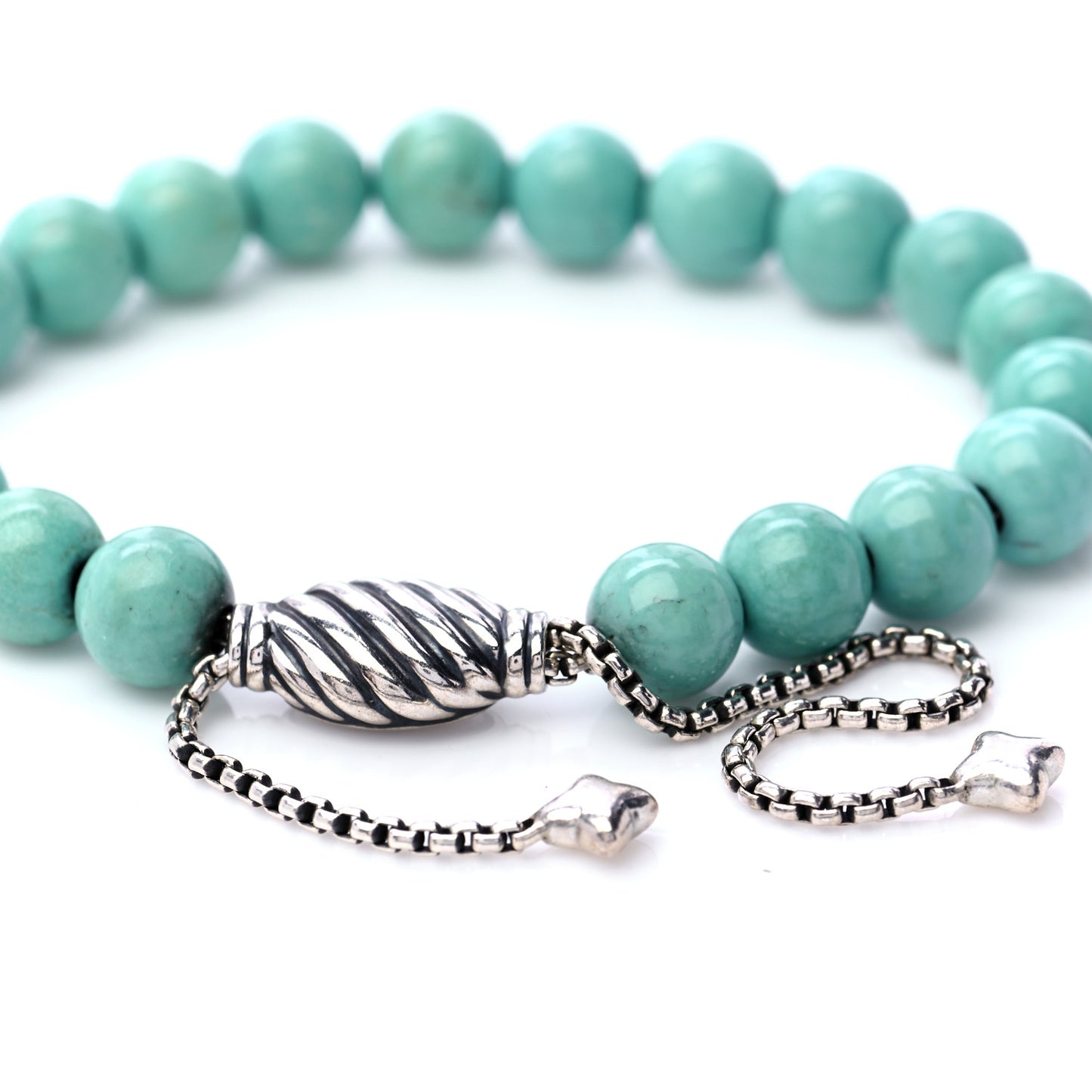 Sterling Silver Turquoise 8mm Spiritual Beads Adjustable Bracelet
