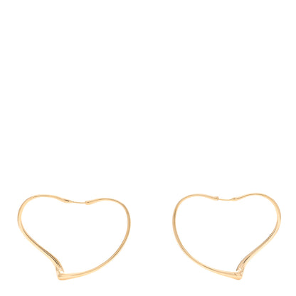 Tiffany 18K Yellow Gold Medium Elsa Peretti Open Heart Hoop Earrings 1 of 4