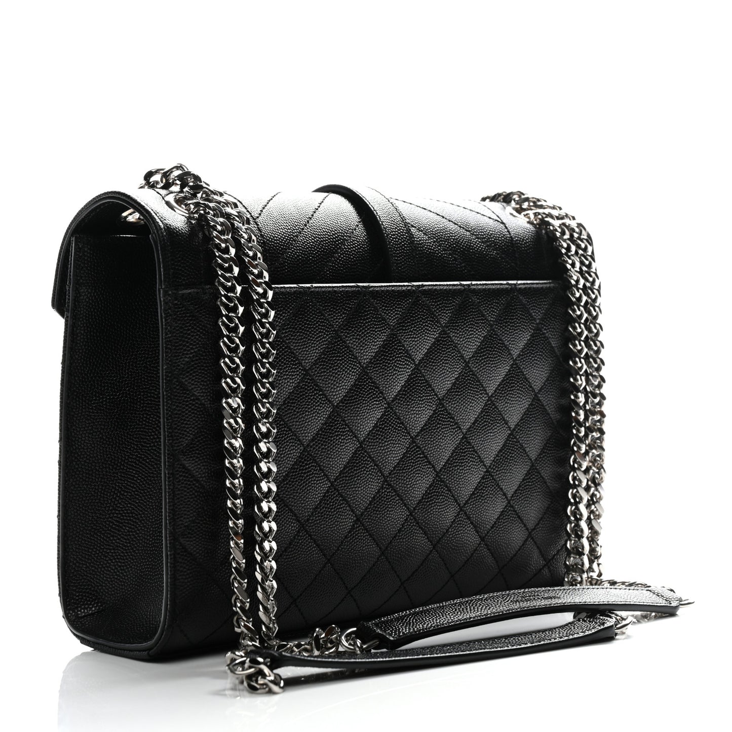 Grain De Poudre Textured Mixed Matelasse Triquilt Medium Monogram Satchel Black