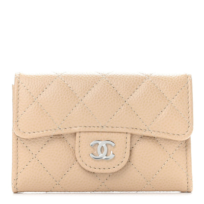 Chanel Caviar Quilted Flap Card Holder Wallet Beige 1 of 4
