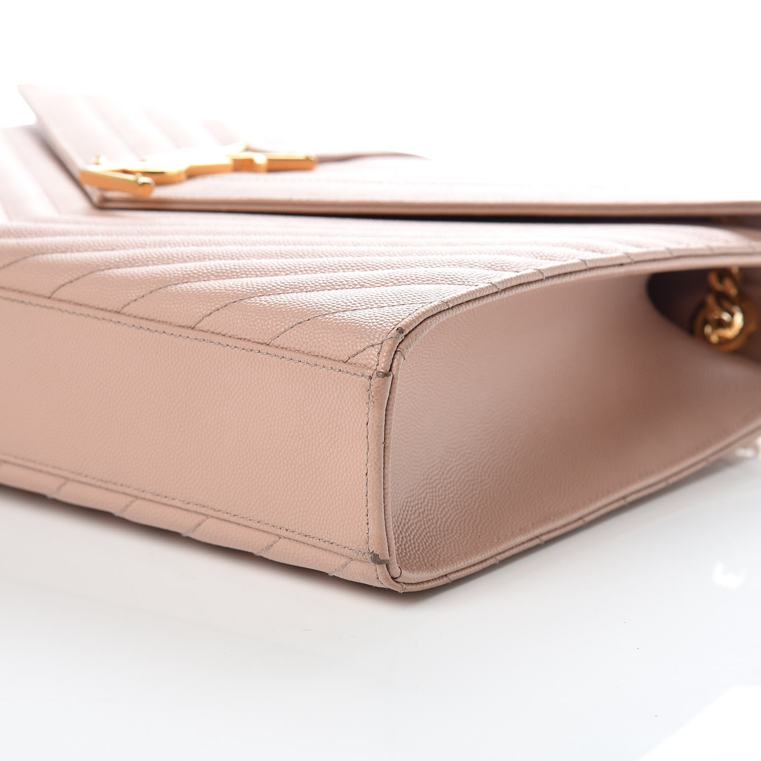 Saint Laurent Grain De Poudre Matelasse Chevron Large Monogram Satchel Nude Powder 9 of 9
