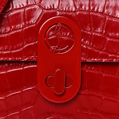 Christian Louboutin Crocodile Embossed Calfskin Small Elisa Top Handle Bag Loubi 10 of 11