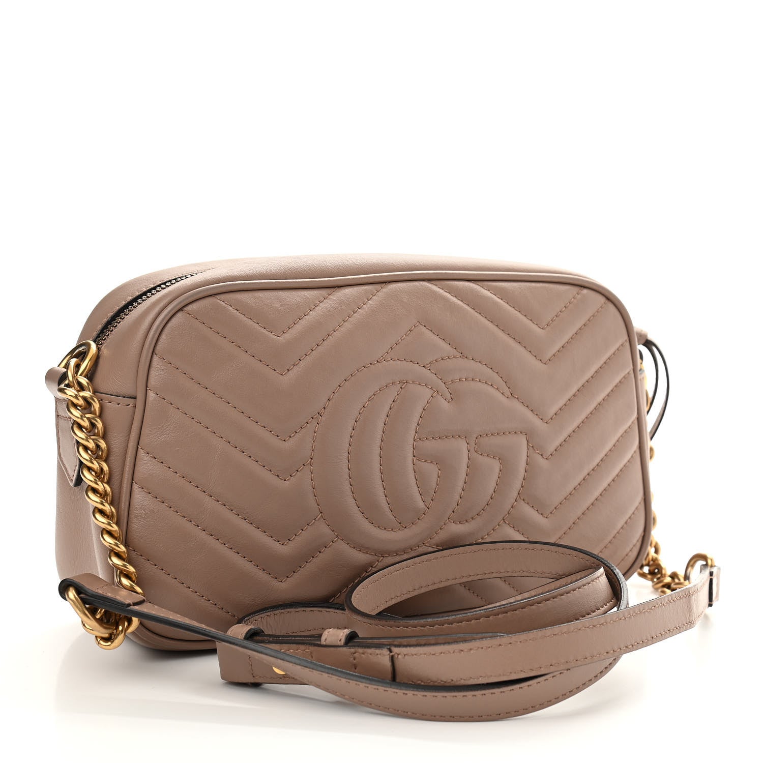 Gucci Calfskin Matelasse Small GG Marmont Chain Shoulder Bag Porcelain Rose 3 of 12