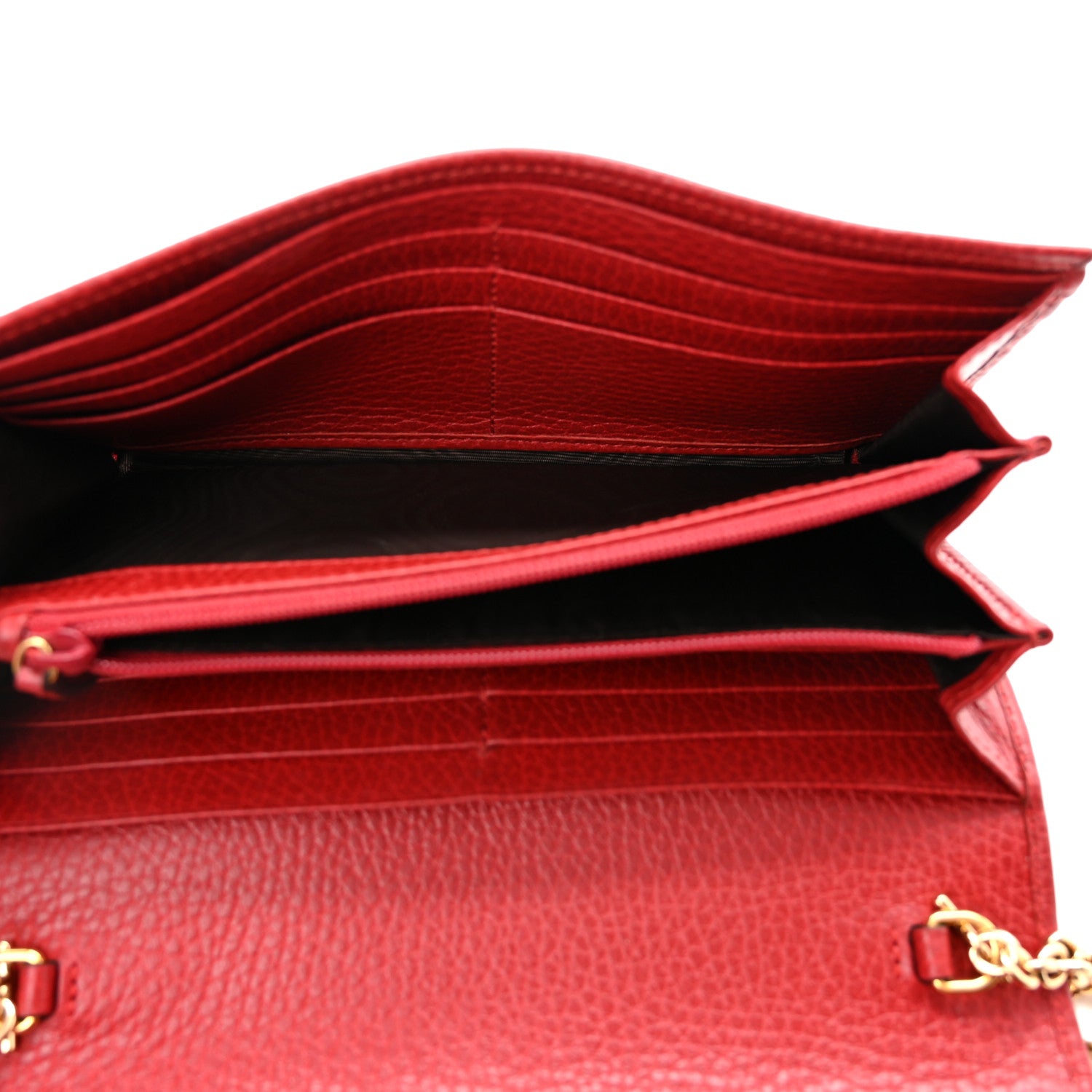 Gucci Dollar Calfskin Petite GG Marmont Wallet Chain Bag Hibiscus Red 5 of 13