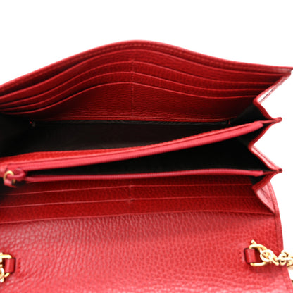 Gucci Dollar Calfskin Petite GG Marmont Wallet Chain Bag Hibiscus Red 5 of 13