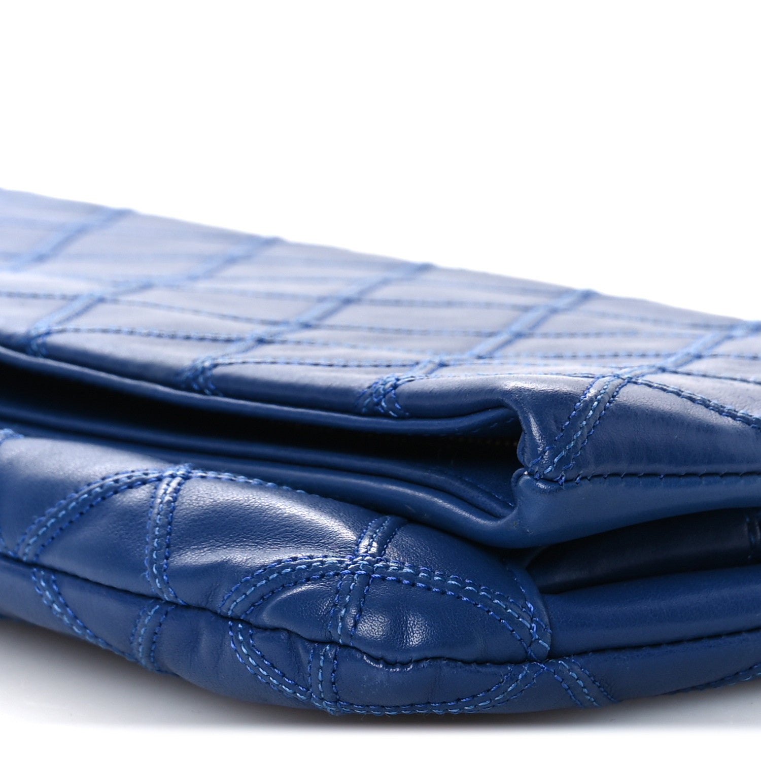Chanel Calfskin Stitched Thin City Clutch Blue 13 of 16
