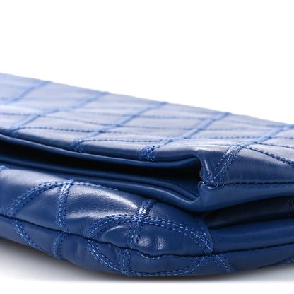 Chanel Calfskin Stitched Thin City Clutch Blue 13 of 16