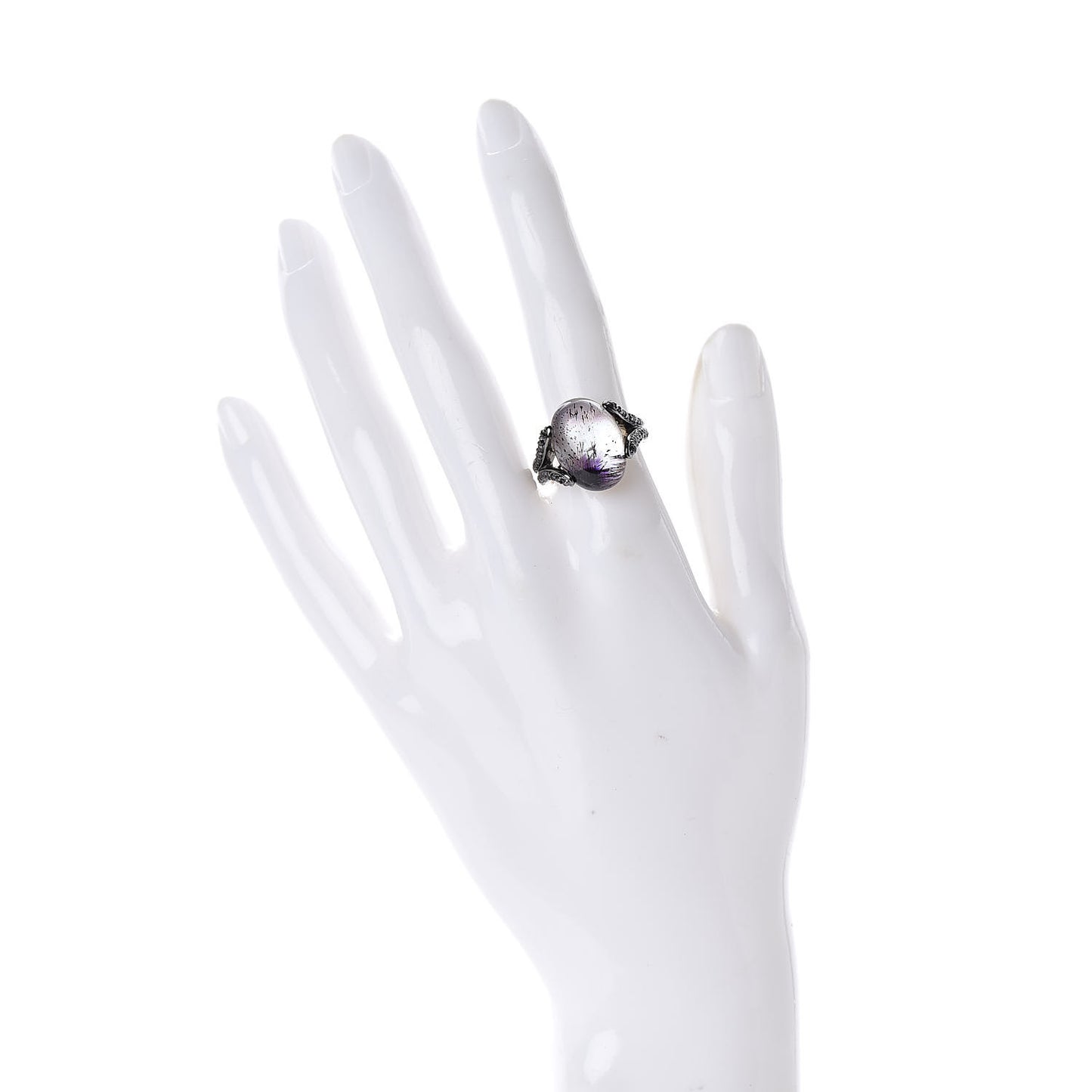 Sterling Silver Black Sapphire Amethyst Celestial Orb Doublet Ring 53 6.5