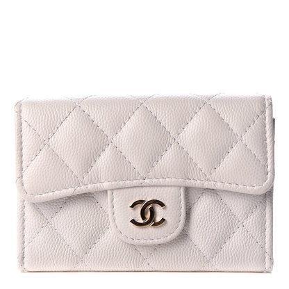 Chanel Caviar Quilted Flap Card Holder Wallet White 1 of 10