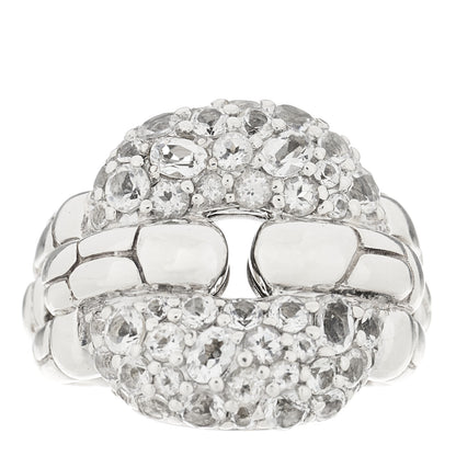 John Hardy Sterling Silver White Topaz Kali Square Link Ring 49 5 1 of 4