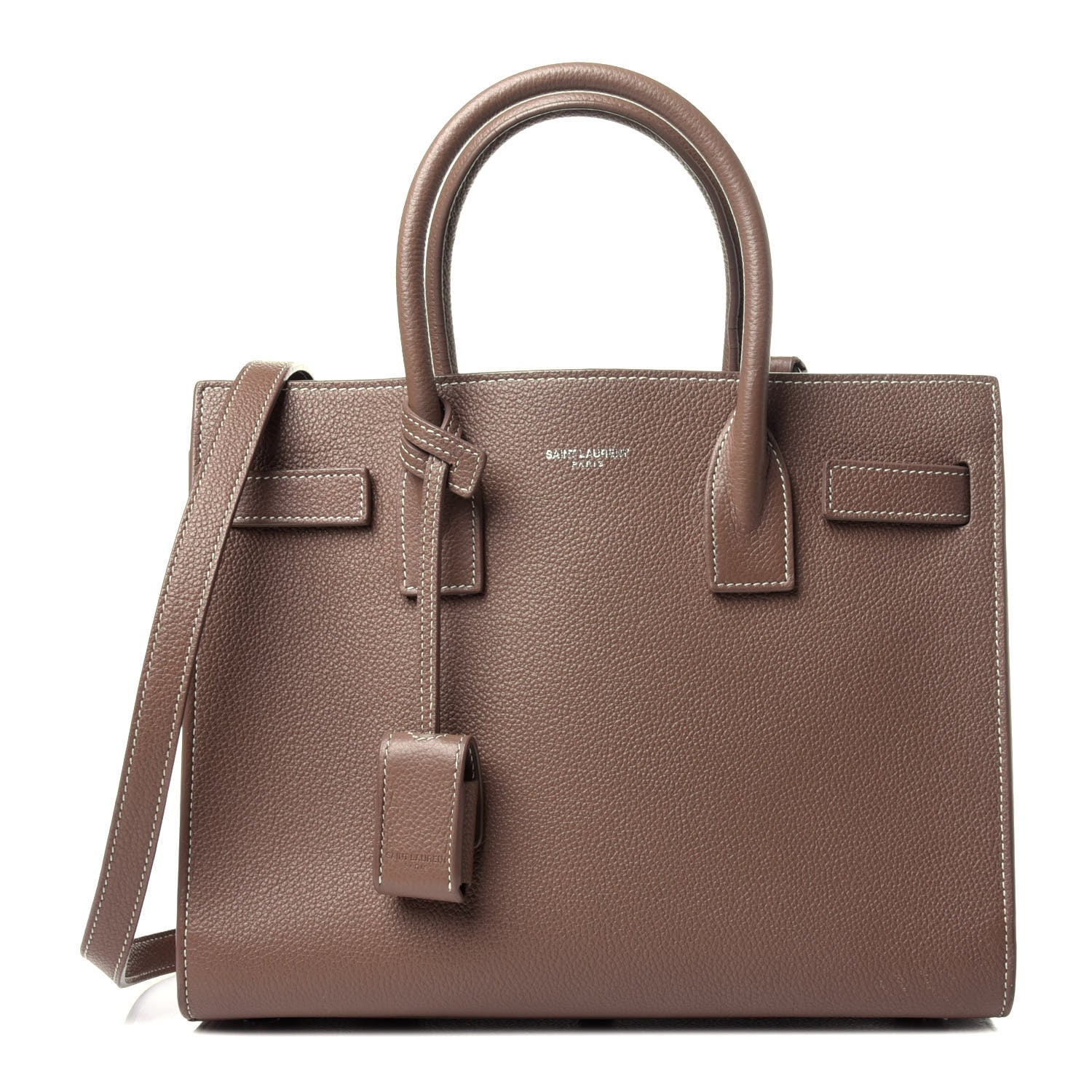 Saint Laurent Grained Calfskin Topstich Baby Sac De Jour Taupe 1 of 12