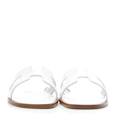 Hermes Box Calfskin Oran Sandals 37 White 2 of 9