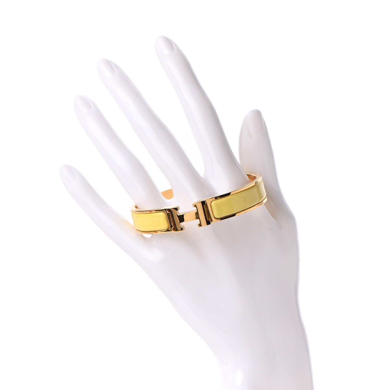 Hermes Enamel Narrow Clic Clac H Bracelet GM Jaune D'Or 2 of 7