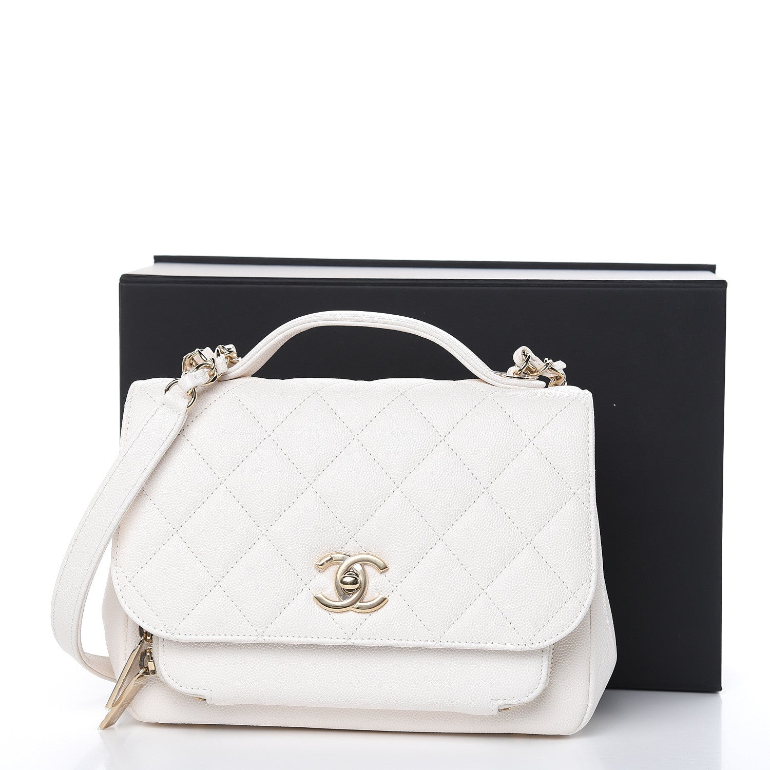Chanel Caviar Quilted Medium Business Affinity Flap White 17 of 17