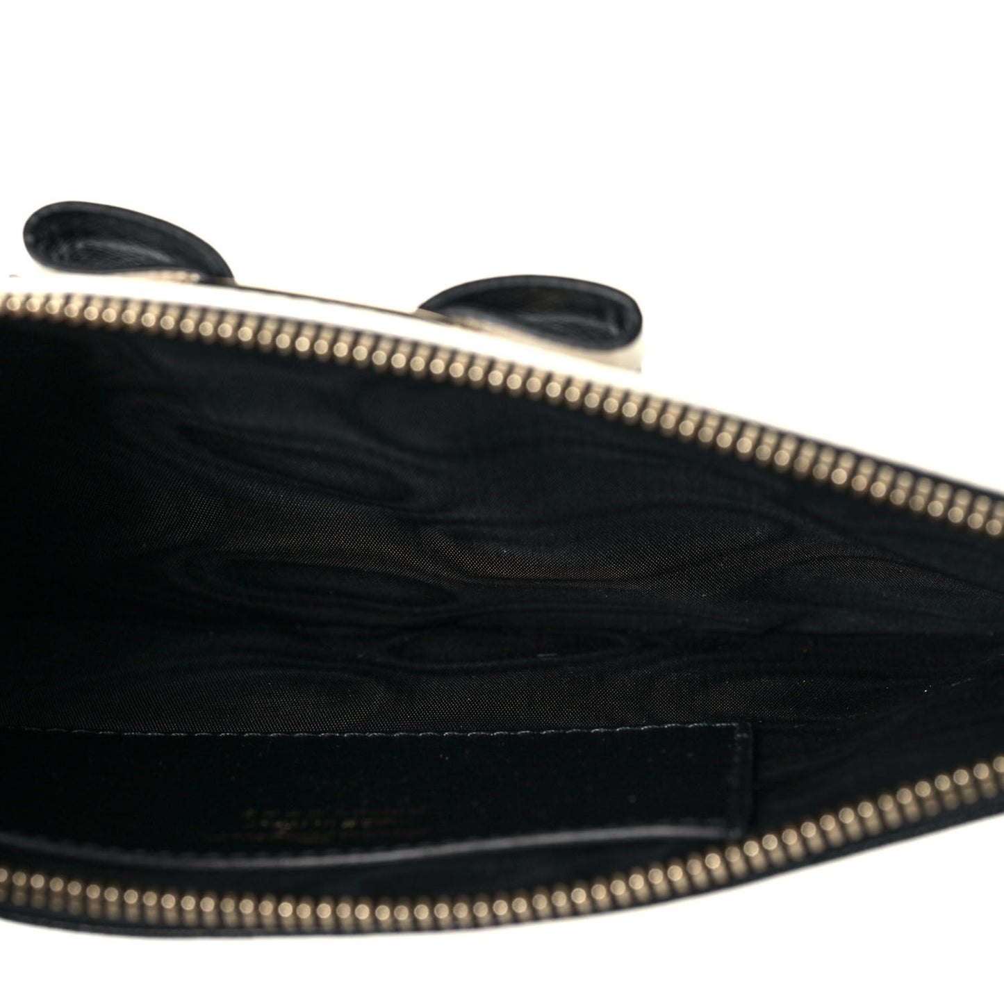 Printed Calfskin Vara Bow Clutch Black White