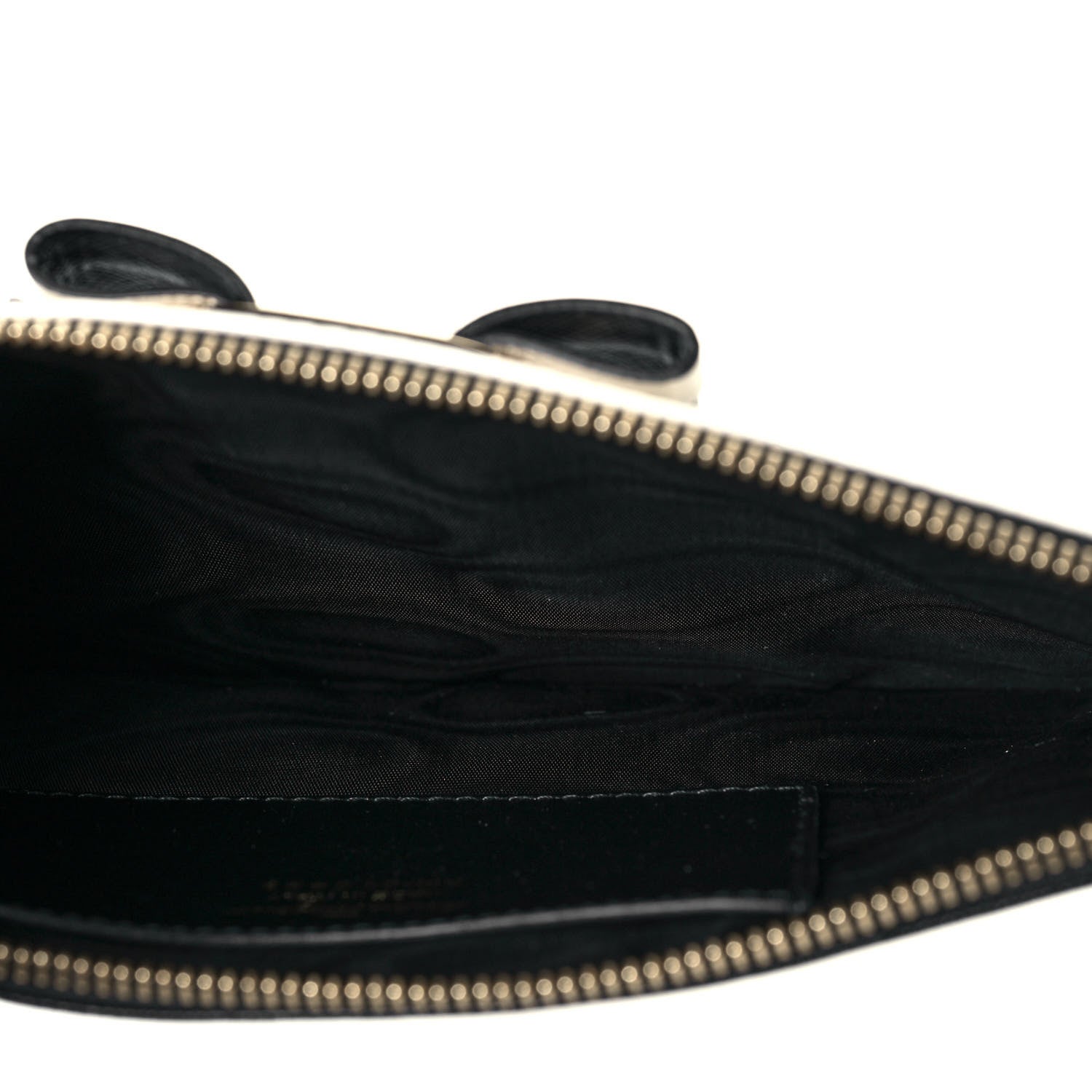 Salvatore Ferragamo Printed Calfskin Vara Bow Clutch Black White 5 of 11
