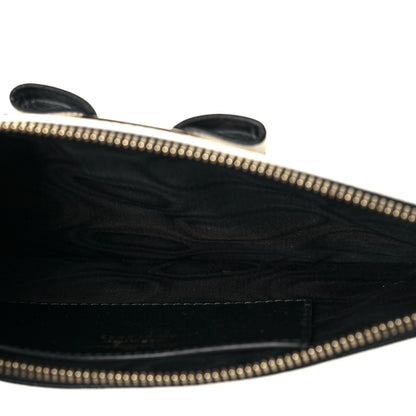 Salvatore Ferragamo Printed Calfskin Vara Bow Clutch Black White 5 of 11