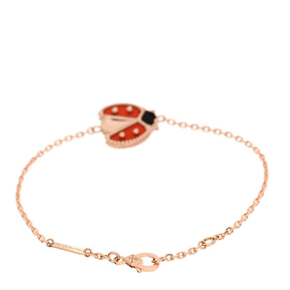 Van Cleef & Arpels 18K Rose Gold Carnelian Onyx Lucky Spring Open Wing Lady Bug Bracelet 2 of 5