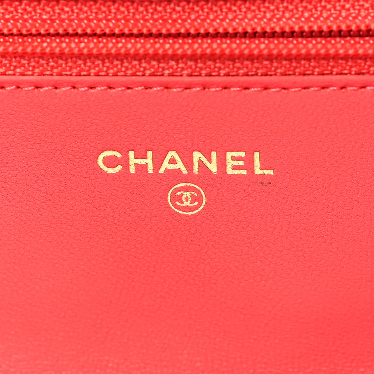 Lambskin Quilted Wallet On Chain WOC Light Red
