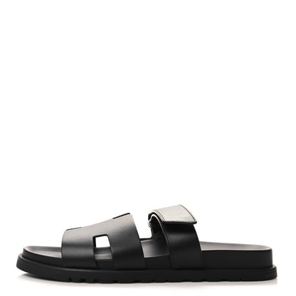 Hermes Calfskin Mens Chypre Sandals 43 Black 1 of 8