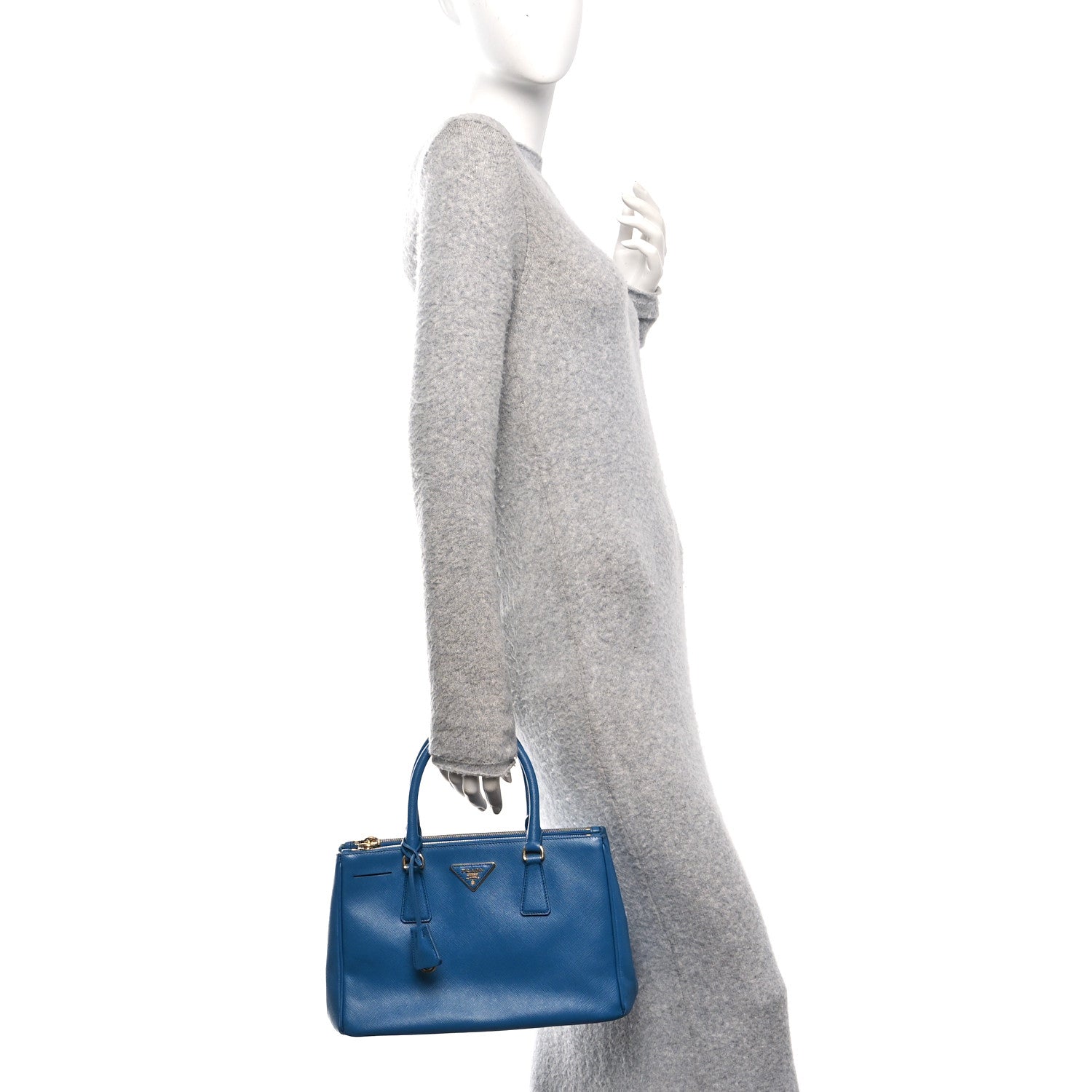 Prada Saffiano Small Galleria Double Zip Tote Bluette 2 of 11