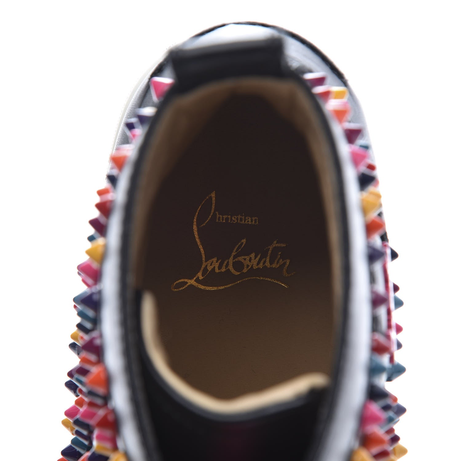Christian Louboutin Calfskin Spike Louis Flat Sneakers 38 Black Multi 6 of 10