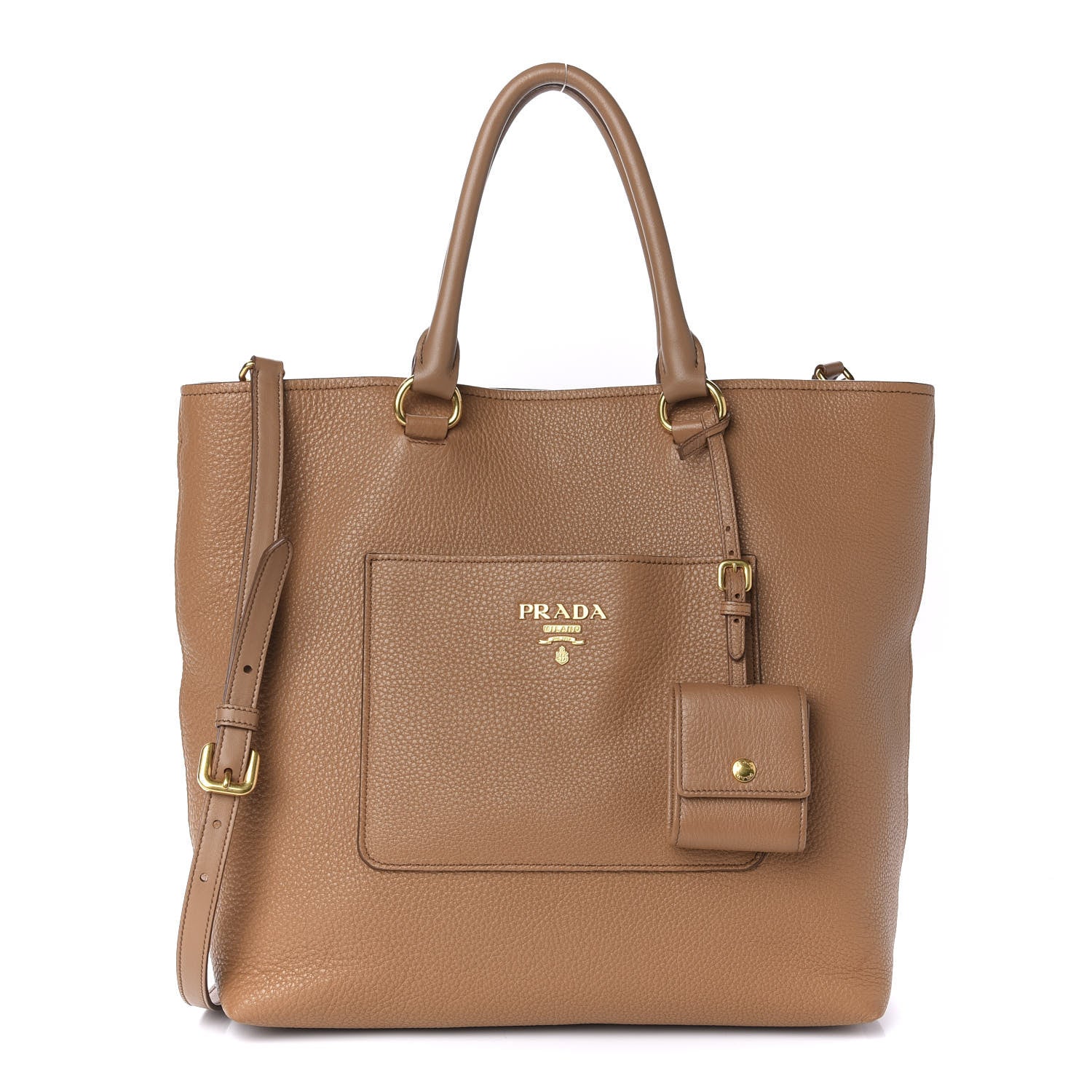 Prada Vitello Daino Pocket Tote Caramel 1 of 9
