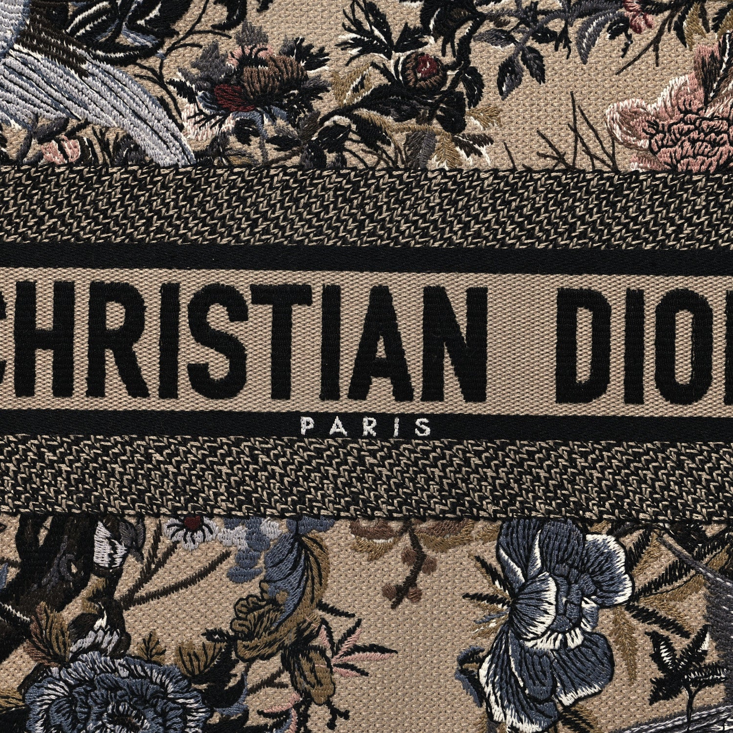 Christian Dior Canvas Embroidered Jardin D'Hiver Medium Book Tote Beige Multicolor 8 of 10