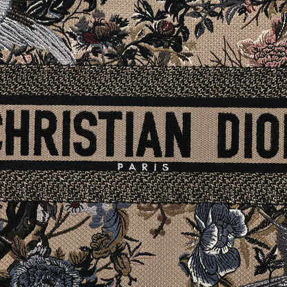 Christian Dior Canvas Embroidered Jardin D'Hiver Medium Book Tote Beige Multicolor 8 of 10