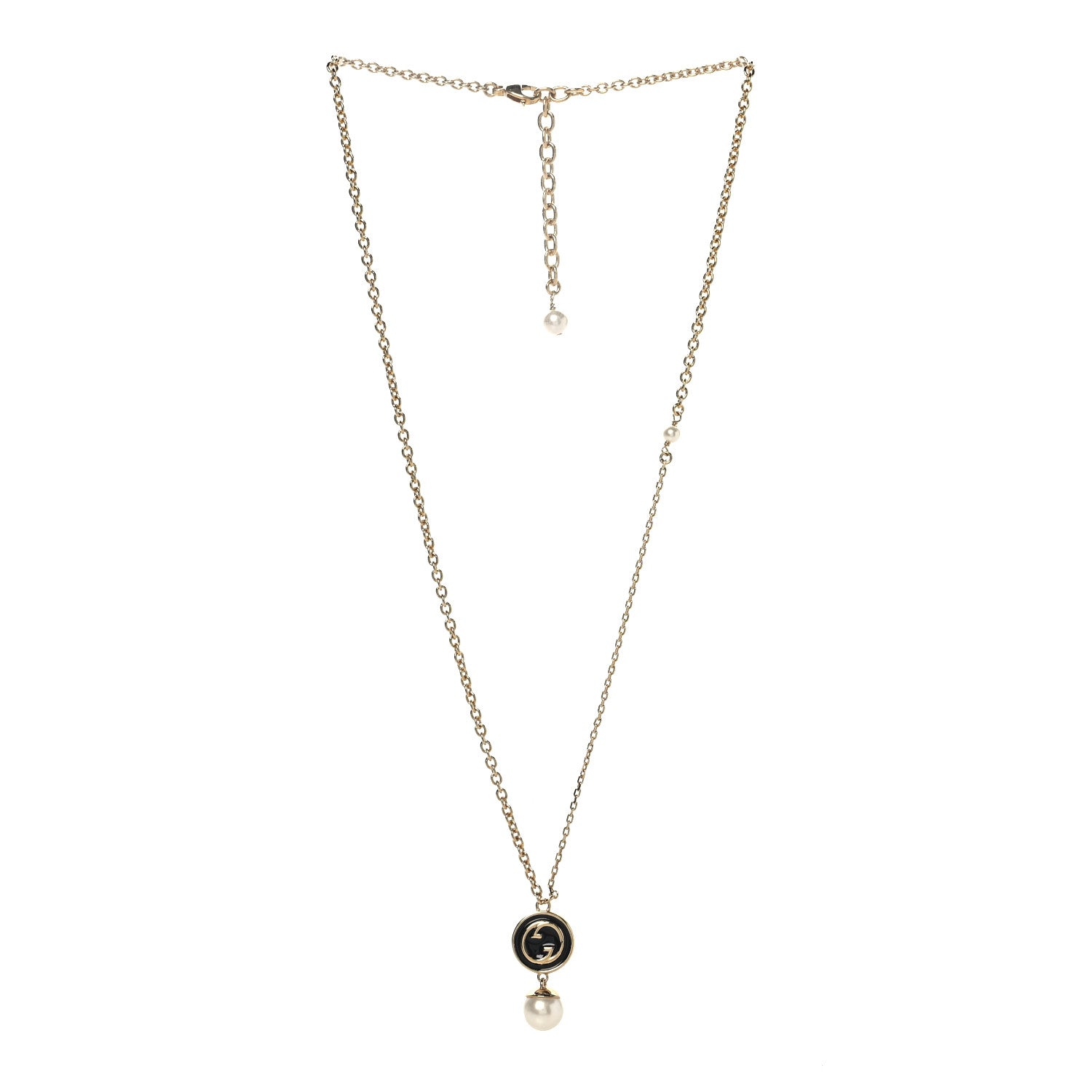 Gucci Metal Enamel Blondie Pendant Necklace Gold Black 3 of 6