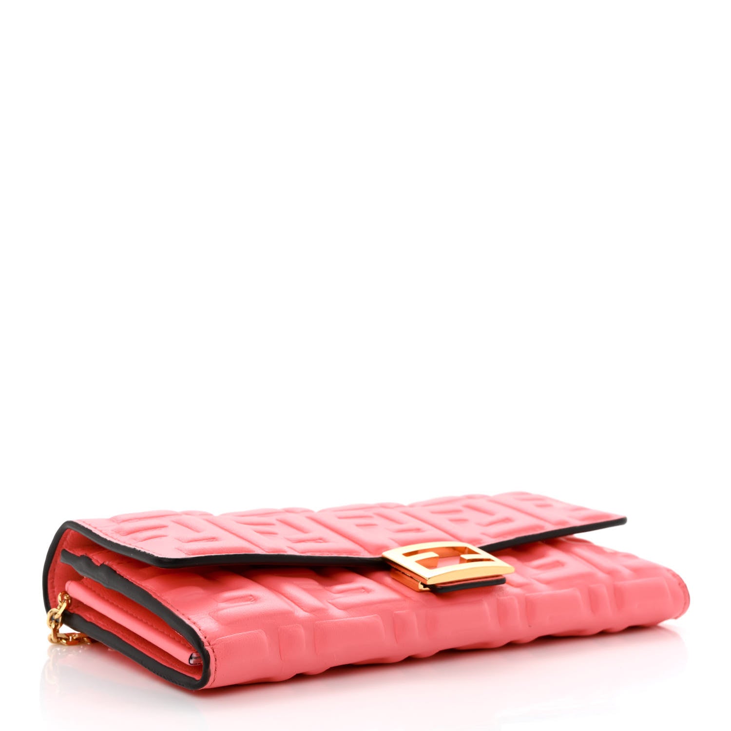 Fendi Nappa Matisse FF Embossed Continental Wallet On Chain Pink Dalia 4 of 11