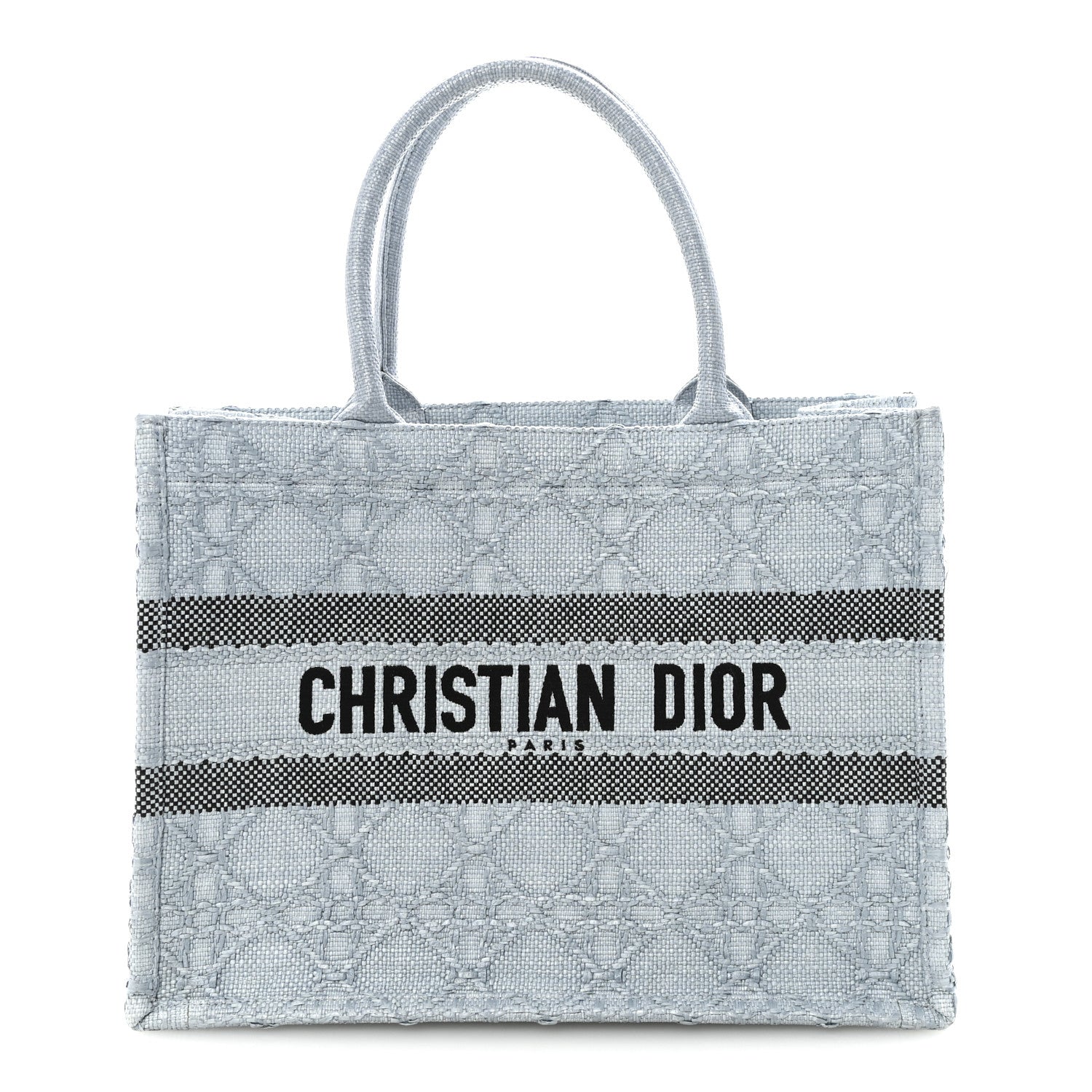 Christian Dior Raffia Cannage Medium Book Tote Blue 1 of 10