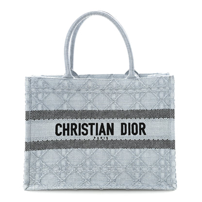 Christian Dior Raffia Cannage Medium Book Tote Blue 1 of 10