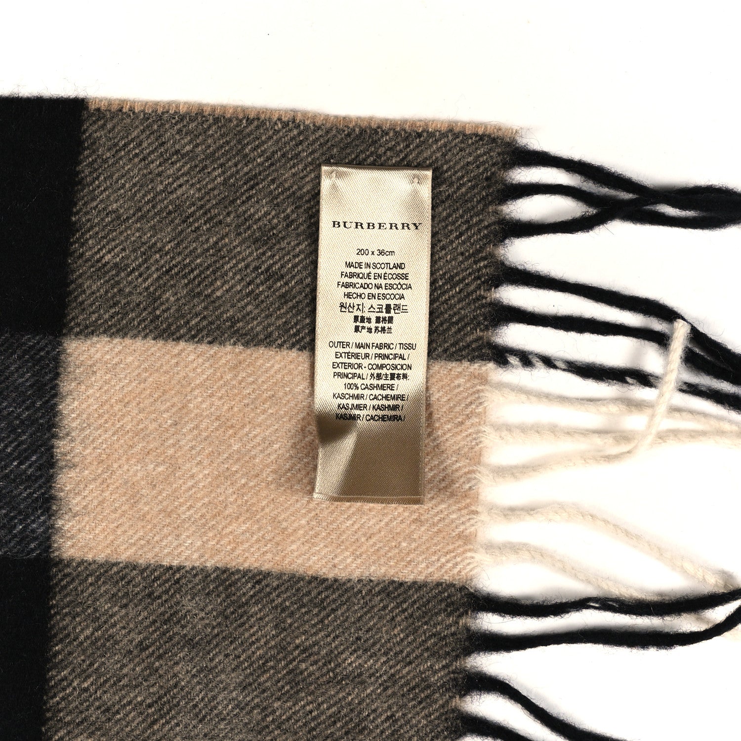 Burberry Cashmere Giant Heritage Check Fringe Scarf Camel 4 of 4
