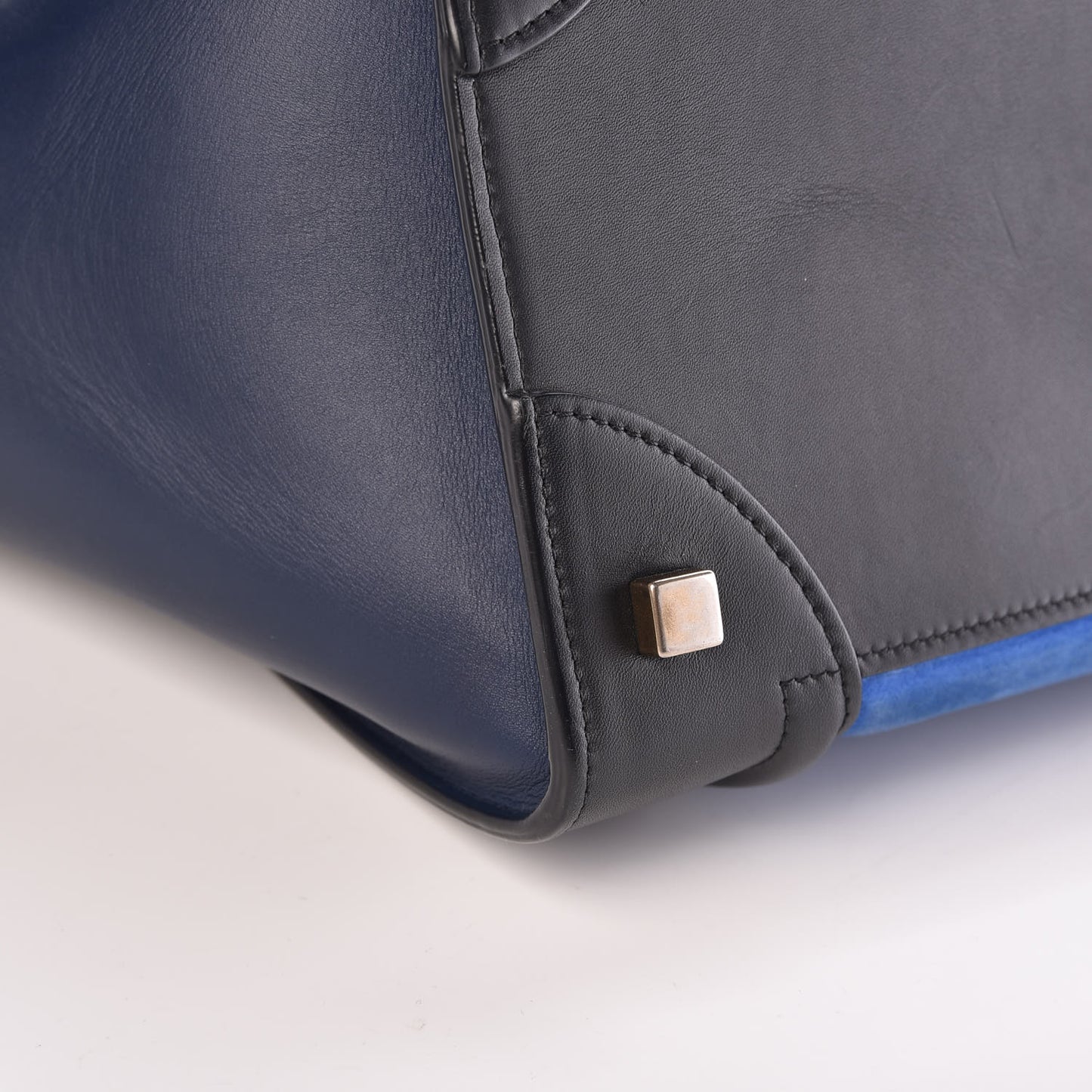 Nubuck Calfskin Suede Mini Tri-Color Luggage Bright Blue