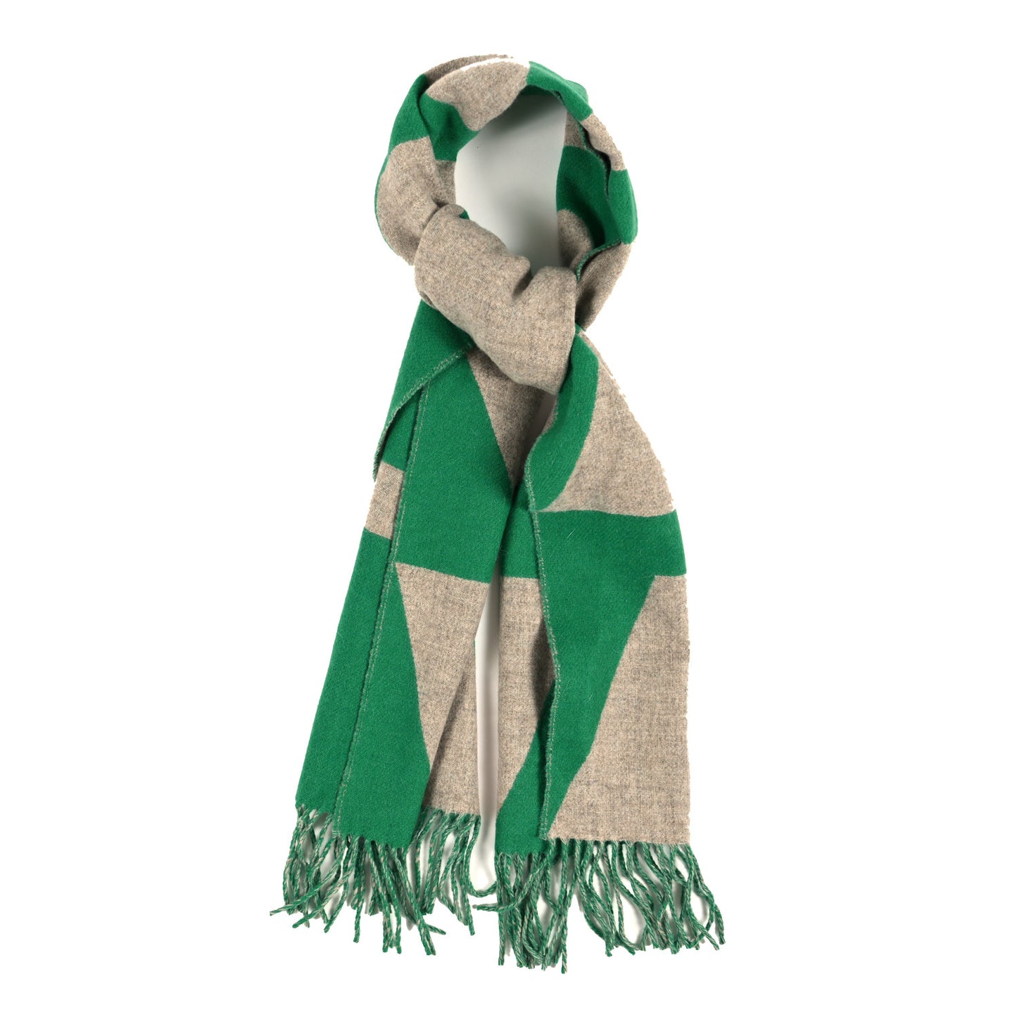 Cashmere Casaque Optique Muffler Vert Beige Naturel