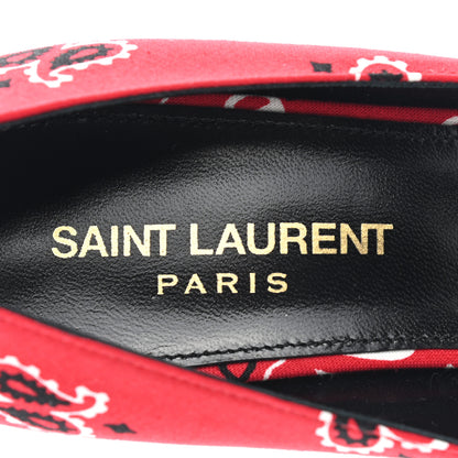 Saint Laurent Bandana Charlotte Kitten Heel Pumps 38 Red 7 of 8