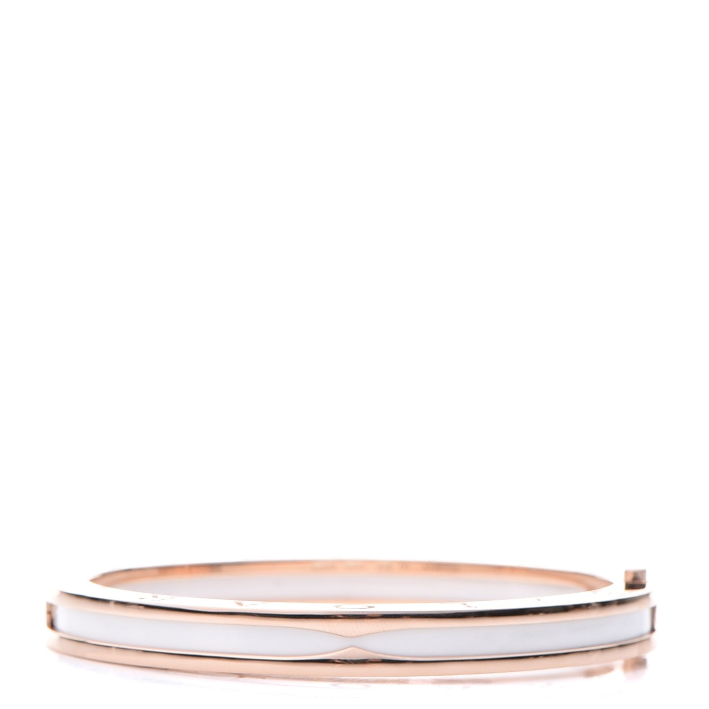 18K Rose Gold White Ceramic B.Zero1 Bangle Bracelet M