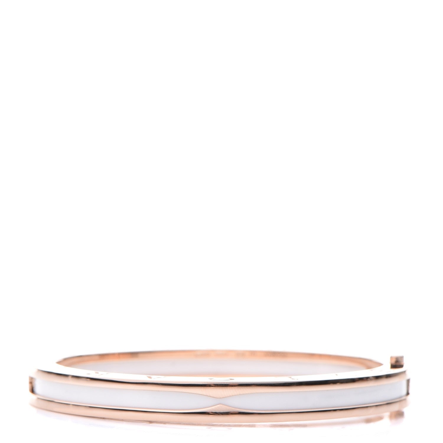 Bulgari 18K Rose Gold White Ceramic B.Zero1 Bangle Bracelet M 1 of 6
