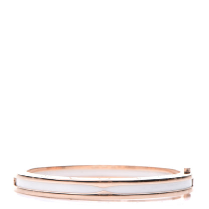 Bulgari 18K Rose Gold White Ceramic B.Zero1 Bangle Bracelet M 1 of 6