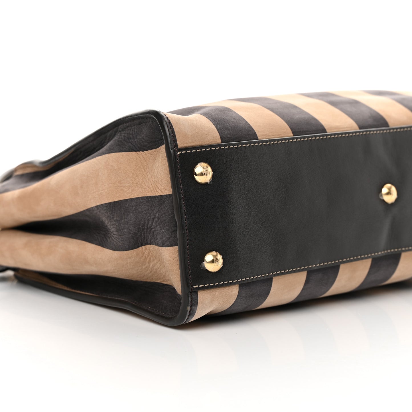 Vitello Nabuk Seta Pequin Medium Peekaboo Iconic Satchel Tobacco Moro Ebano
