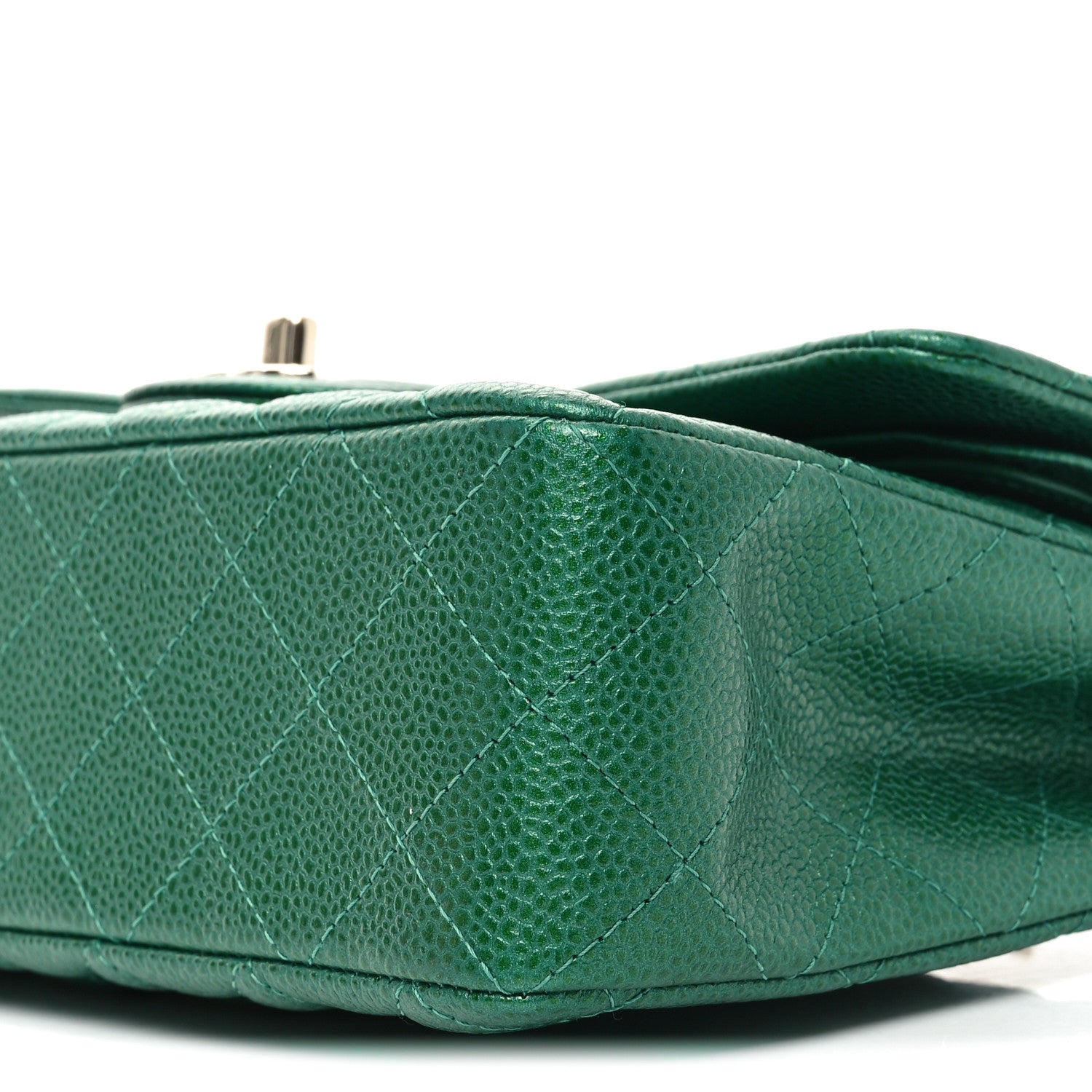 Chanel Metallic Caviar Quilted Small Double Flap Green 9 of 11