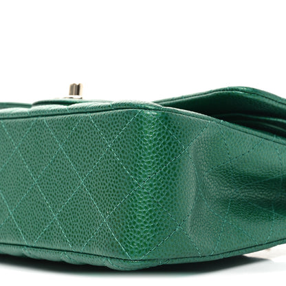 Chanel Metallic Caviar Quilted Small Double Flap Green 9 of 11