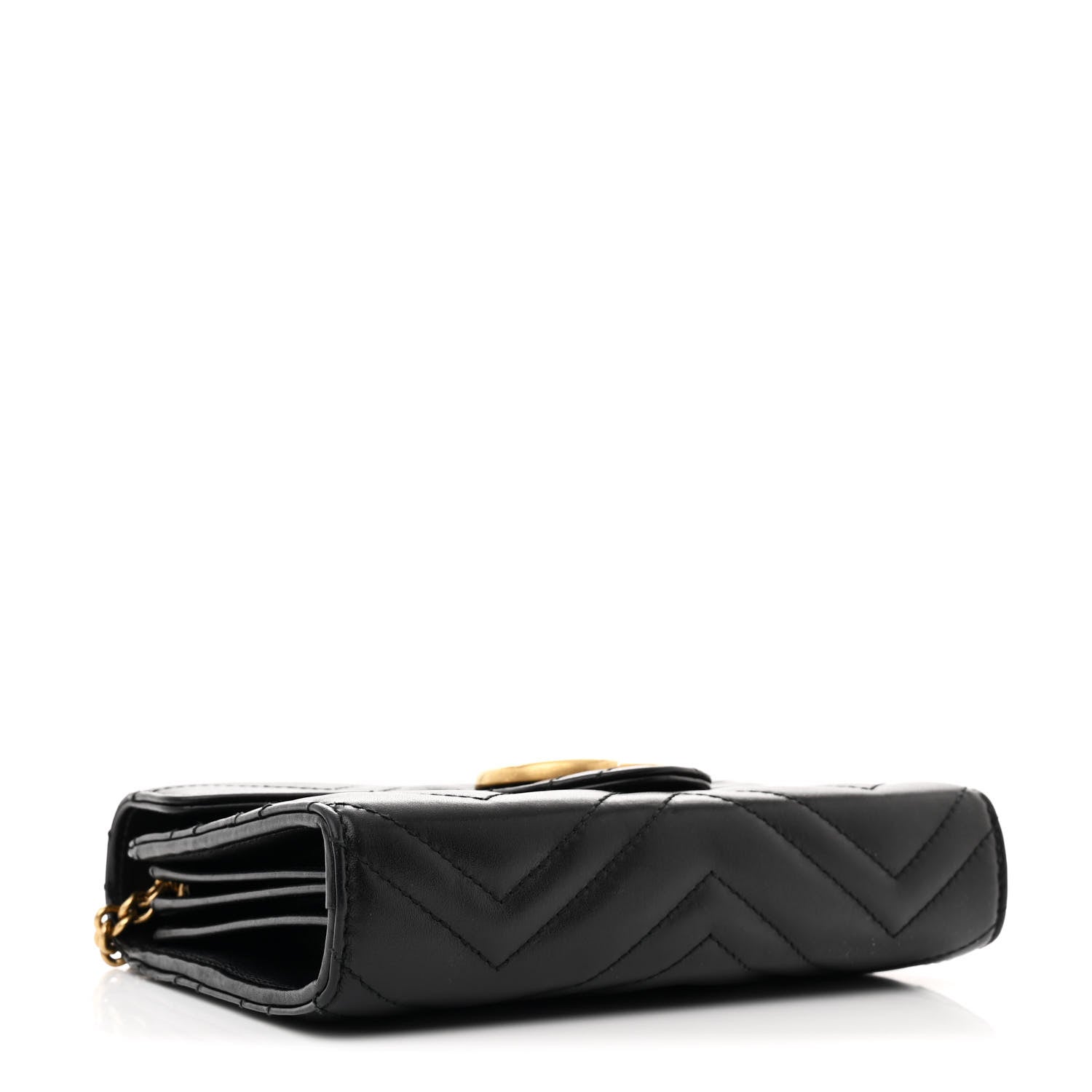 Gucci Calfskin Matelasse GG Marmont Chain Wallet Black 4 of 13