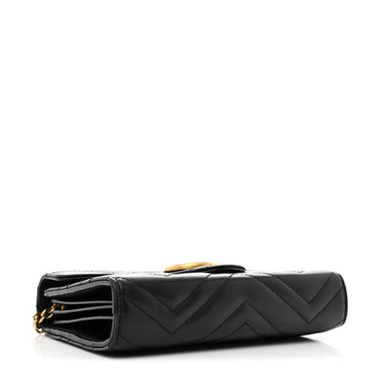 Gucci Calfskin Matelasse GG Marmont Chain Wallet Black 4 of 13