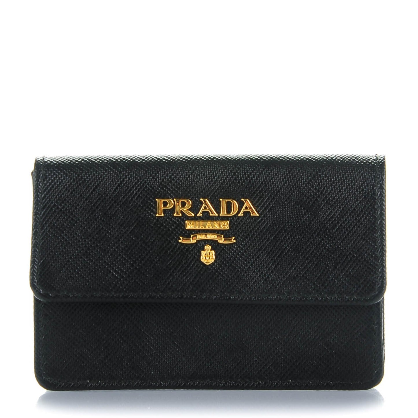 Saffiano Metal Flap Card Holder Black
